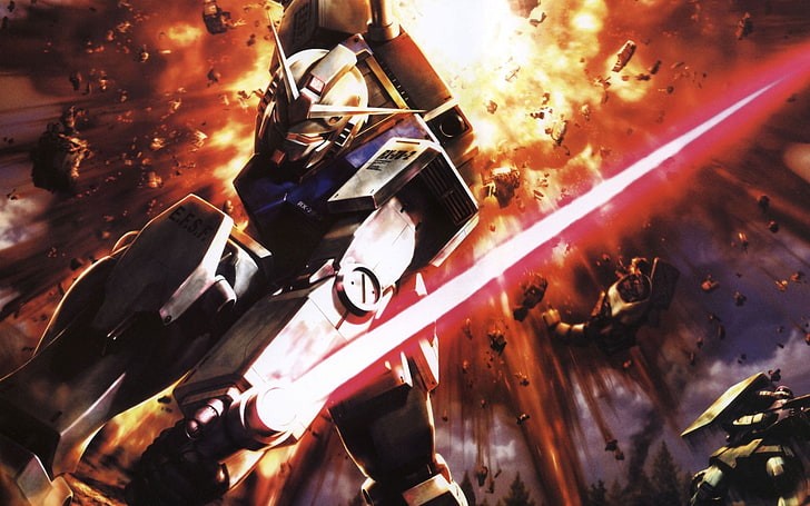 Gundam, Mobile Suit, Mobile Suit Gundam, RX-78 Gundam, fire
