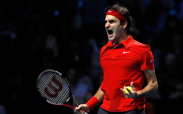 Roger Federer, young adult, one person, night, sport, waist up