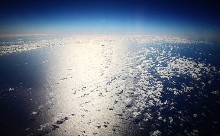 Over The Pacific, blue ocean, Space, earth, sky, aerial view, HD wallpaper