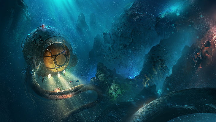 game digital wallpaper, underwater, fantasy art, artwork, sea, HD wallpaper
