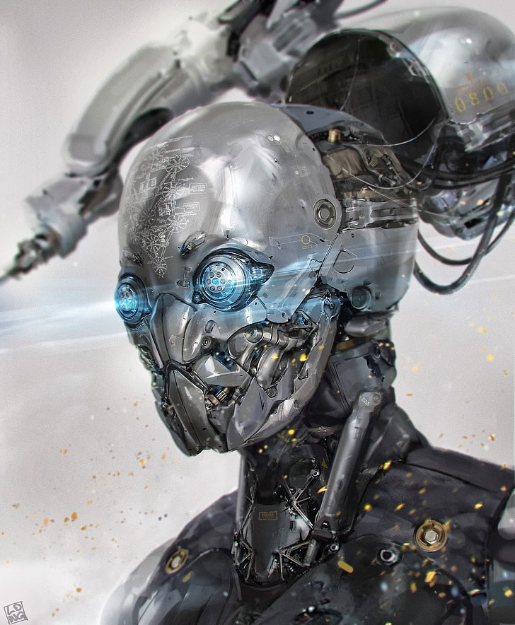 robot, digital art, science fiction, technology, machinery