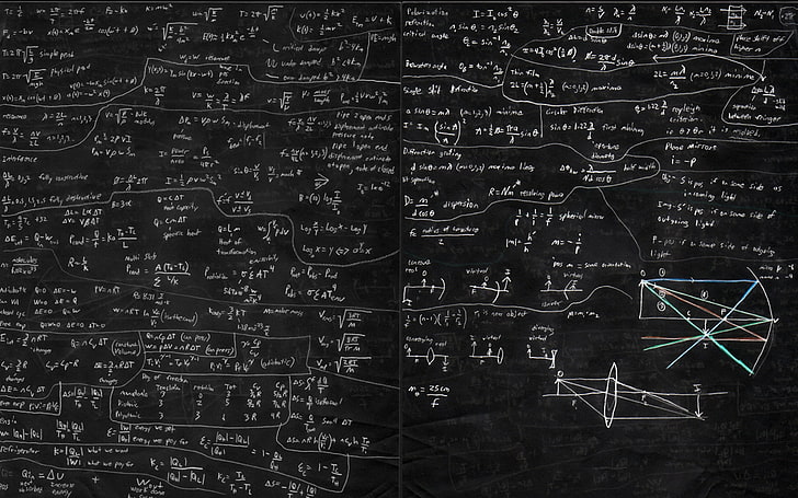 black chalkboard, equations, science, text, no people, communication