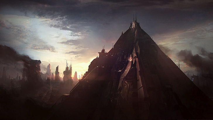pyramiu, science fiction, building, pyramid, Prospero, Starcraft II, HD wallpaper