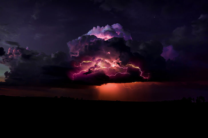 storm, digital art, night, clouds, cloud - sky, beauty in nature, HD wallpaper