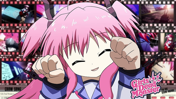 Angel Beats!, Yui (Angel Beats!), focus on foreground, pink color