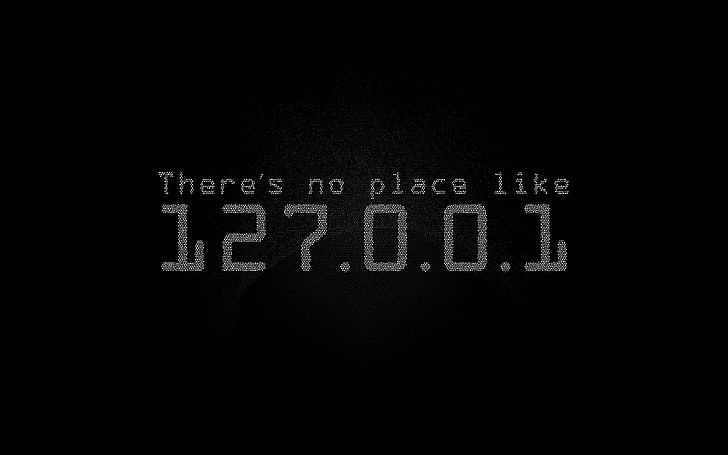 black background with text overlay, 127.0.0.1, simple, typography