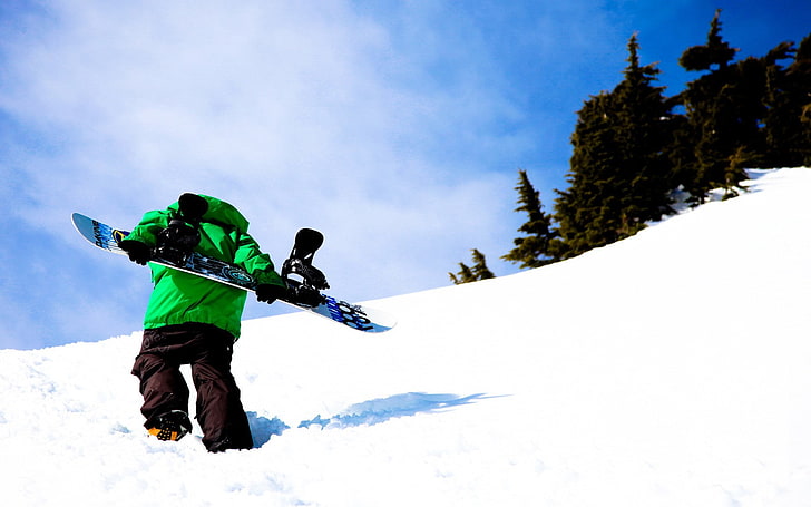 winter, snow, snowboards, cold temperature, mountain, sport, HD wallpaper