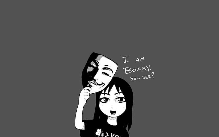 i am boxxy you see anime illustration, mask, Anonymous, memes, HD wallpaper