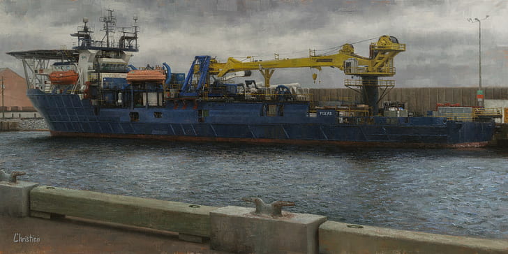 painting, container ship, ports