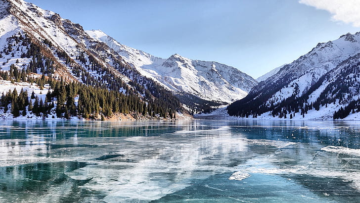 Almaty winter lake, HD wallpaper