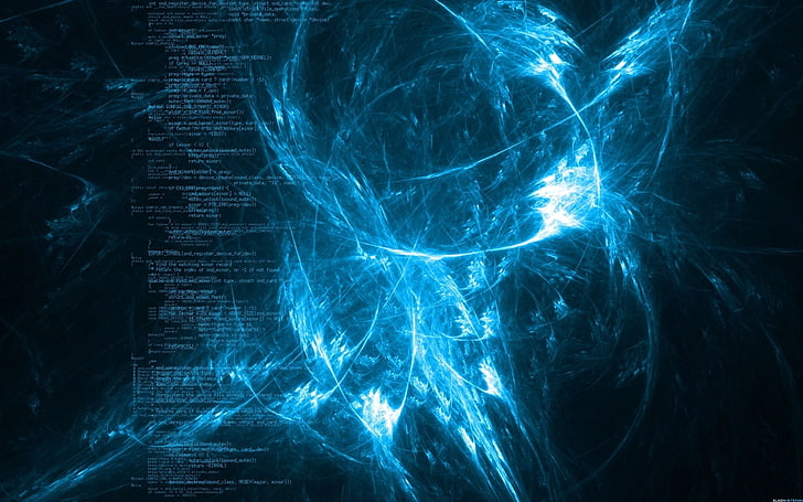blue abstract illustration, digital art, code, shapes, cyan, technology