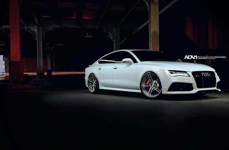 Hd Wallpaper Adv1 Audi Coupe Rs7 Tuning Wheels White Wallpaper Flare