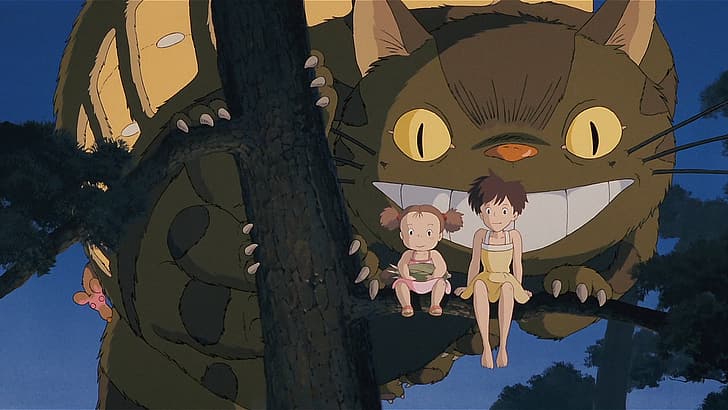 Hayao Miyazaki, Studio Ghibli, anime girls, retro style, Totoro