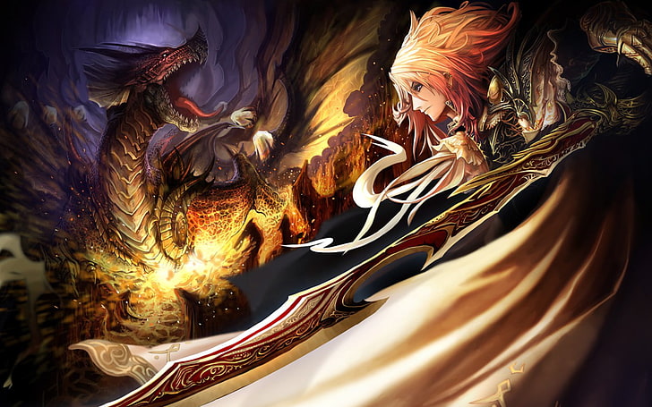 HD wallpaper: anime, dragon, knight, fantasy art, fantasy girl, creature |  Wallpaper Flare