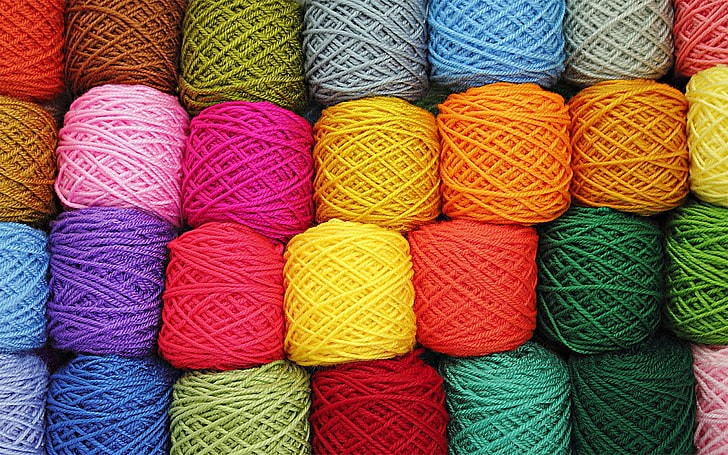 assorted-color threads, background, texture, colorful, balls, HD wallpaper