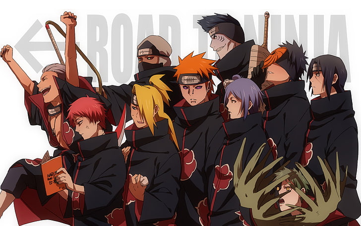 Akatsuki illustration, Anime, Naruto, Akatsuki (Naruto), Deidara (Naruto), HD wallpaper