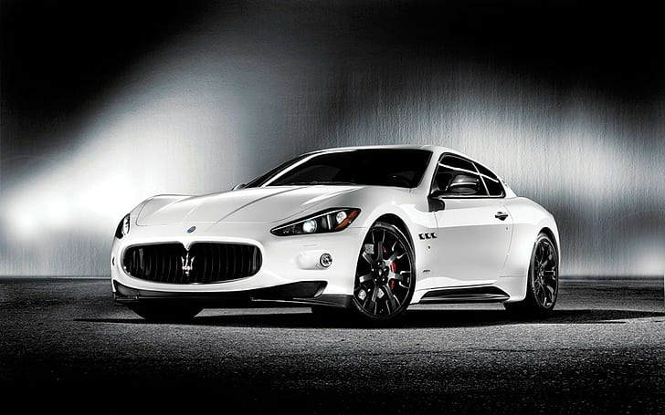 car, Maserati GranTurismo, white cars, HD wallpaper