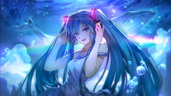 Blue haired anime girl HD wallpaper | Wallpaper Flare