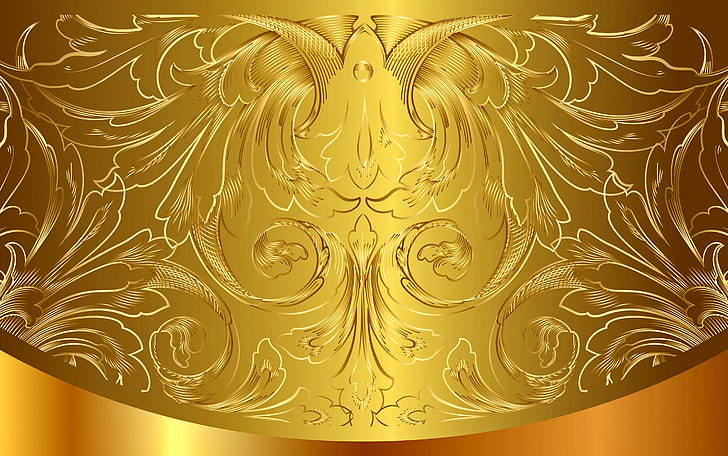 gold floral illustration, background, pattern, vector, golden, HD wallpaper