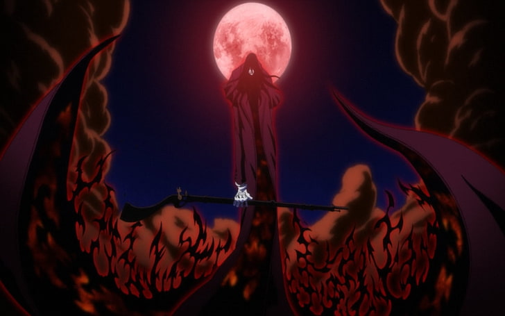 male anime character wallpaper, Hellsing, Alucard, vampires, Moon