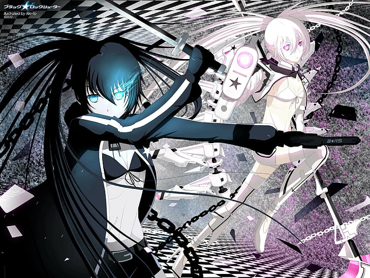 Black Rock Shooter, anime girls, White Rock Shooter, Strength (Black Rock Shooter), HD wallpaper