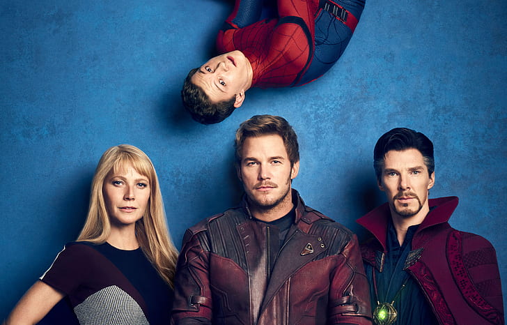 Avengers: Infinity war, Benedict Cumberbatch, Tom Holland, Pepper Potts, HD wallpaper
