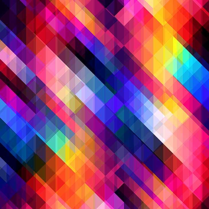 stripes, obliquely, multicolored, cubes, multi colored, backgrounds, HD wallpaper