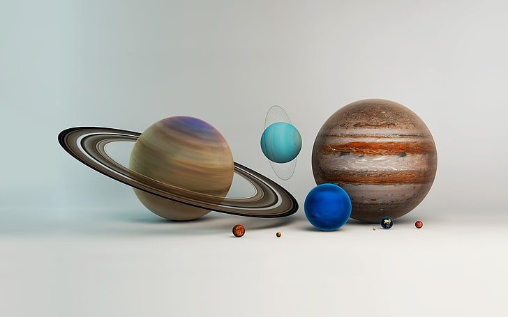 Solar System illustration, artwork, planet, digital art, space art