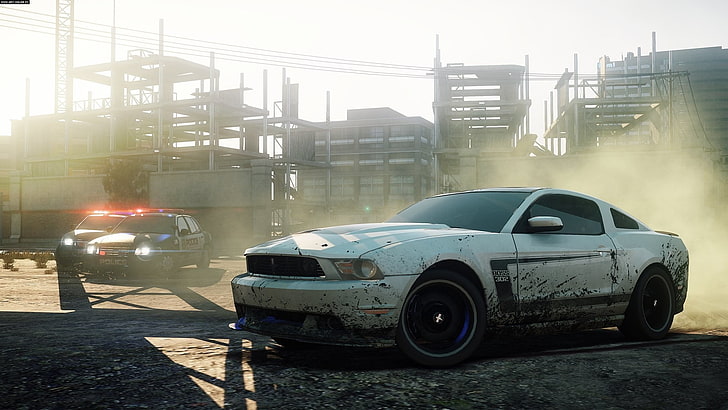 white coupe, car, video games, Need for Speed: Most Wanted (2012 video game)