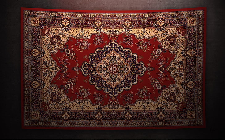 red, black, and brown carpet, Persian carpet, Iran, carpets, pattern, HD wallpaper