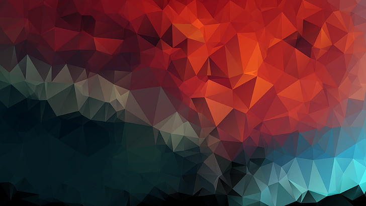red, triangles, low poly, low poly art, 3d, pattern, digital art