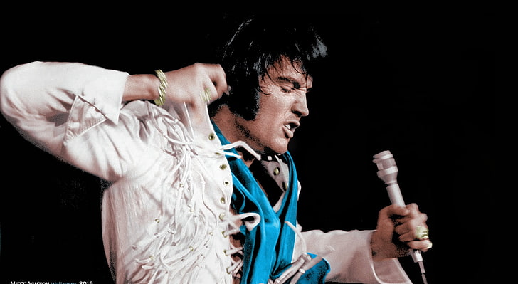 HD wallpaper: Elvis Presley Fringe Jumpsuit 1970, Vintage, Music, black  background | Wallpaper Flare