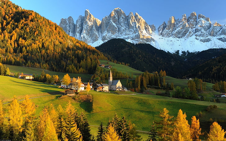 green grass lawn, mountains, Switzerland, Alps, landscape, hills, HD wallpaper