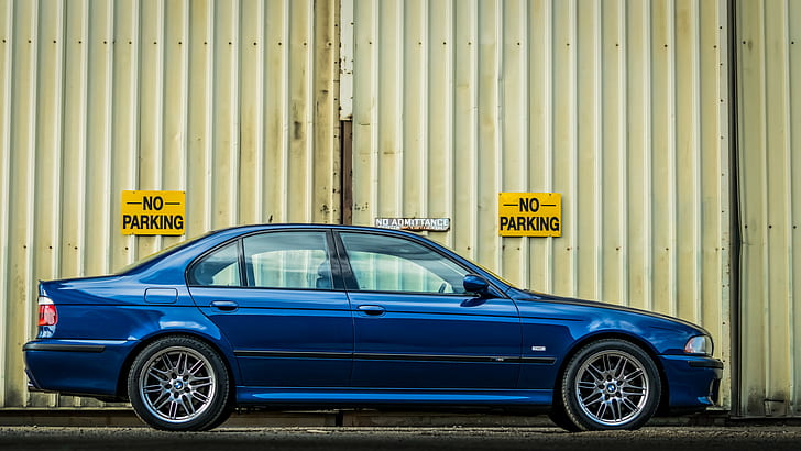 car, BMW, BMW M5, blue, blue cars, side view, vehicle, E39