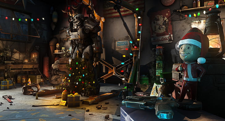 The game, Christmas, New year, Weapons, Decoration, Garage, HD wallpaper