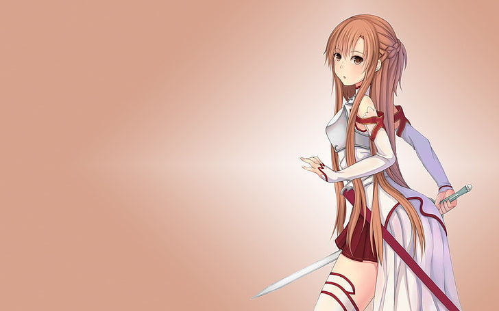 Sword Art Online Yuuki Asuna, anime, anime girls, simple background