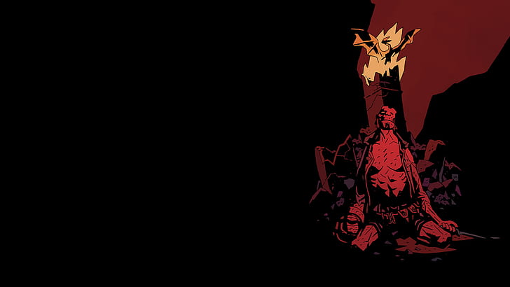 Hellboy Black HD, cartoon/comic, HD wallpaper