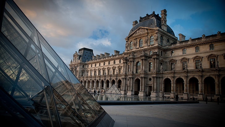 Louvre Museum, France, building, Paris, building exterior, architecture, HD wallpaper