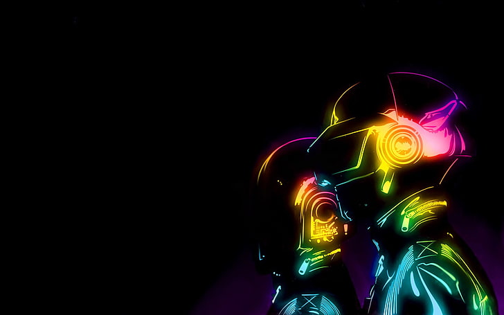 multicolored person illustration, Daft Punk, digital art, music, HD wallpaper