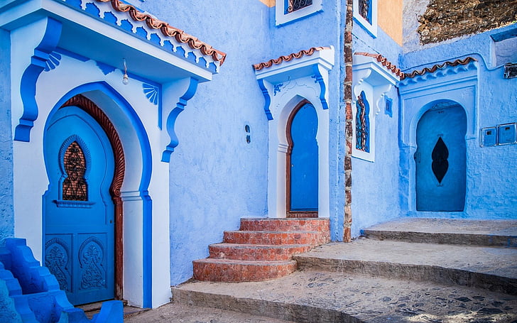 Towns, Chefchaouen, Blue, House, Man Made, Santorini, Villa, HD wallpaper