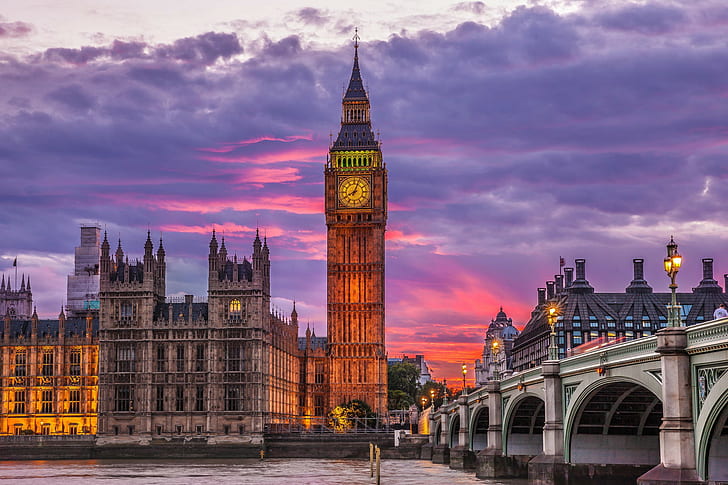 Great Britain, London, England, Big Ben, Westminster Palace, Thames, HD wallpaper