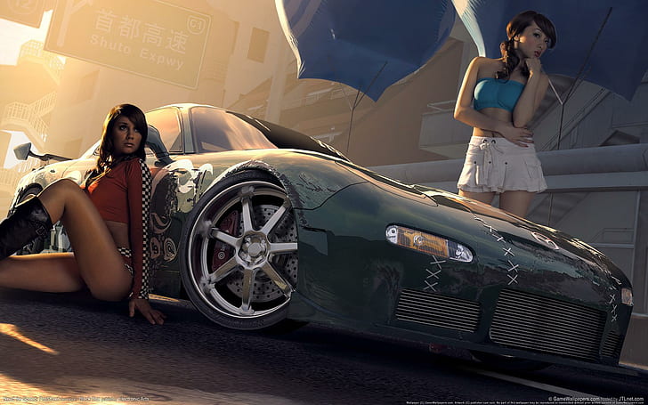 Need for Speed Prostreet Babes, black coupe, cars, other cars, HD wallpaper