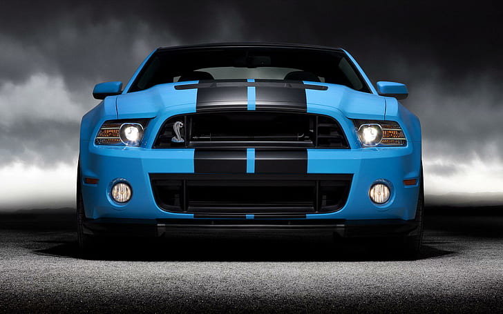 Ford Shelby GT500 2013, black and blue ford mustang, cars, HD wallpaper