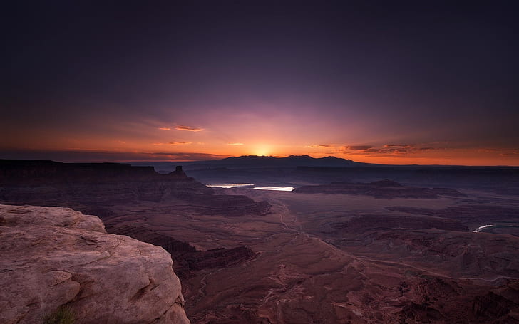 Grand Canyon National Park, USA, rocks, sunrise, red sky