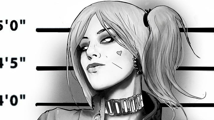 Batman Harlequin sketch, Harley Quinn, comic art, indoors, portrait, HD wallpaper