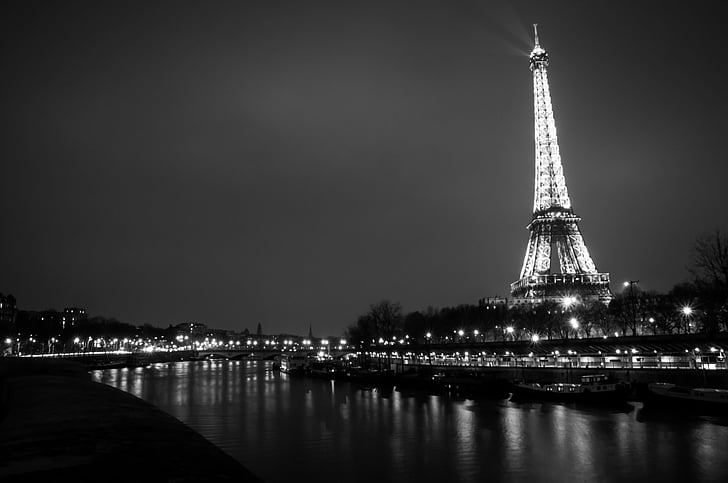 Cities, Paris, Black & White, City, Eiffel Tower, France