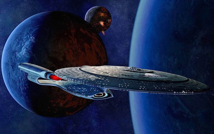 gray space ship, Star Trek, Star Trek: The Next Generation, Dark, HD wallpaper