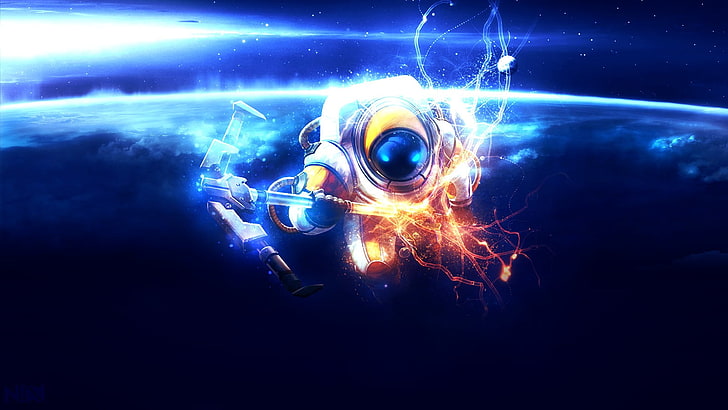 blue and yellow abstract painting, League of Legends, Nautilus, HD wallpaper