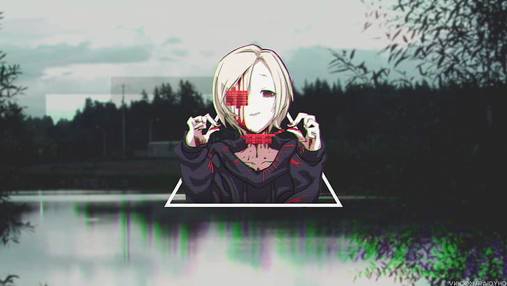 anime, anime girls, picture-in-picture, glitch art
