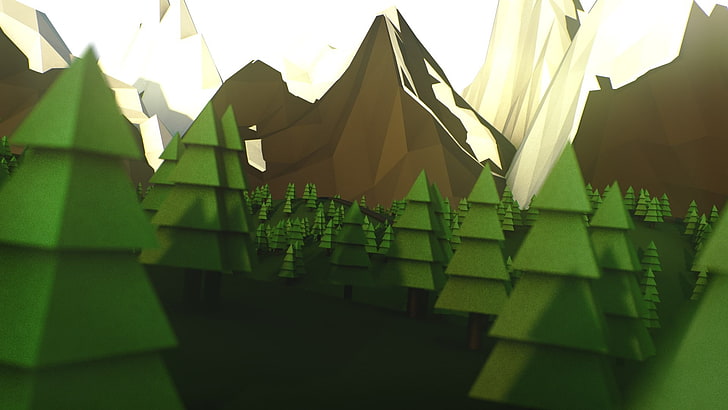 low poly, no people, green color, built structure, architecture